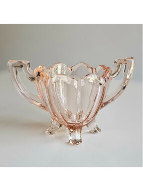 Beautiful Vintage Pink High Quality Sugar Bowl - Fluted Colonial Pattern